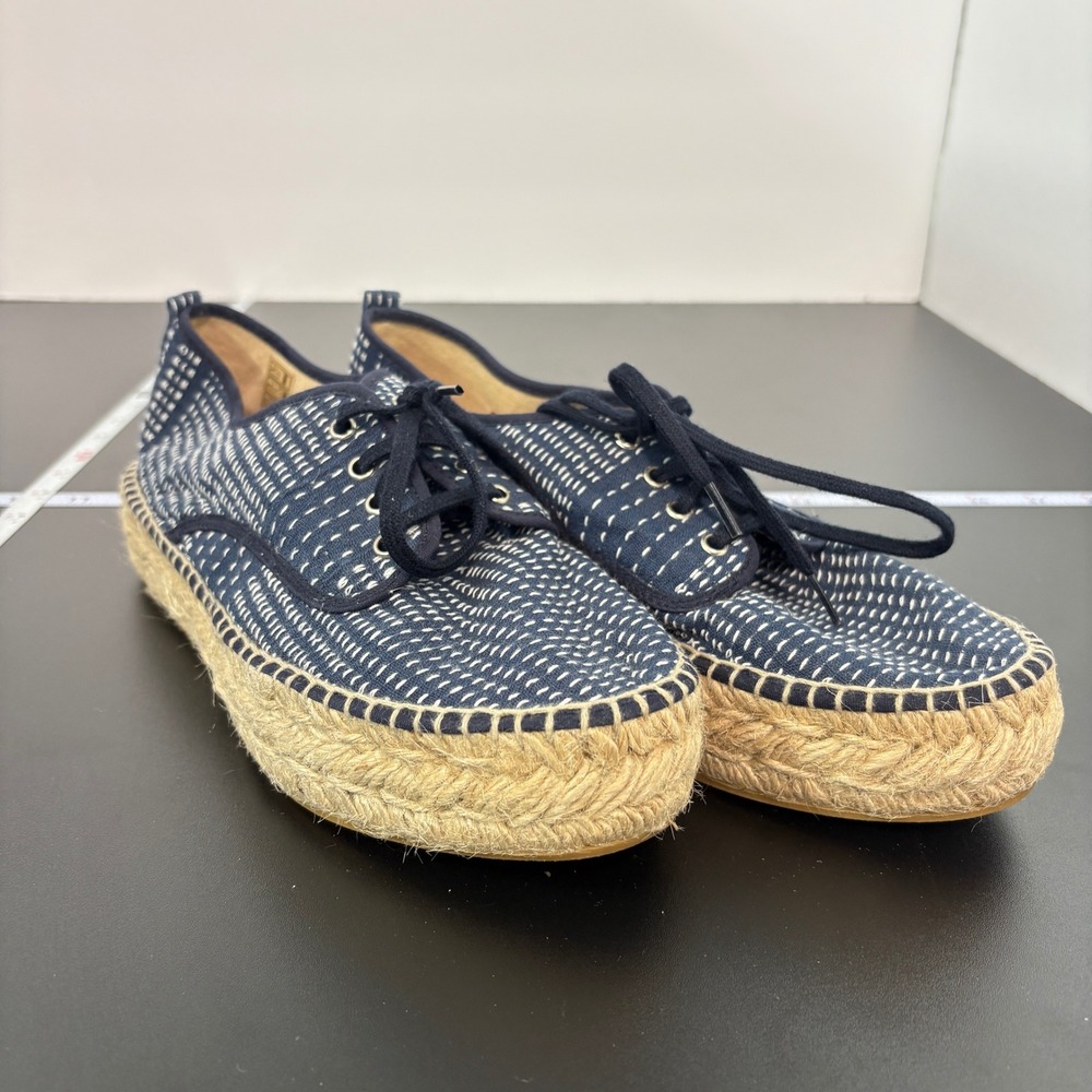 Loeffler Randall Womens Espadrille Sneakers 38 Blue Dash Stitch Platform Spain